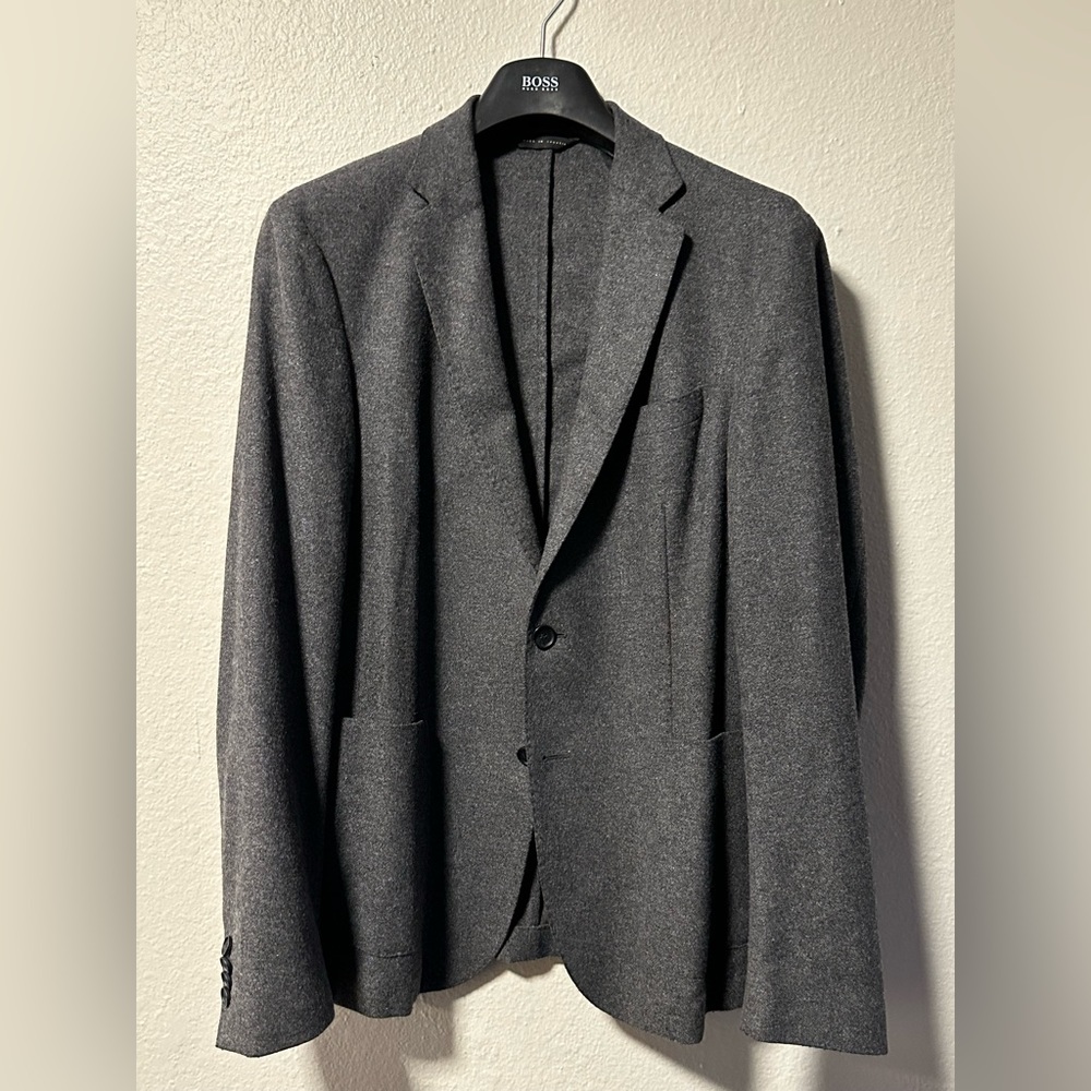Boss 38R Grey Unconstructed Flannel Sport Coat